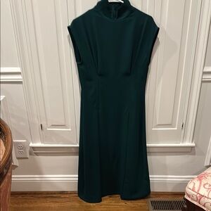 Zara Green Mock Neck Sheath Dress Midi
